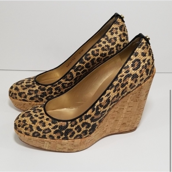 Women's Stuart Weitzman Animal Print Leopard Raffia Corkswoon Pump Shoes - Picture 3 of 8